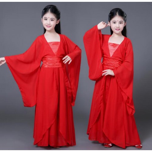 Kids chinese china folk dance costumes fairy princess traditional ancient cosplay photos performance robes dresses